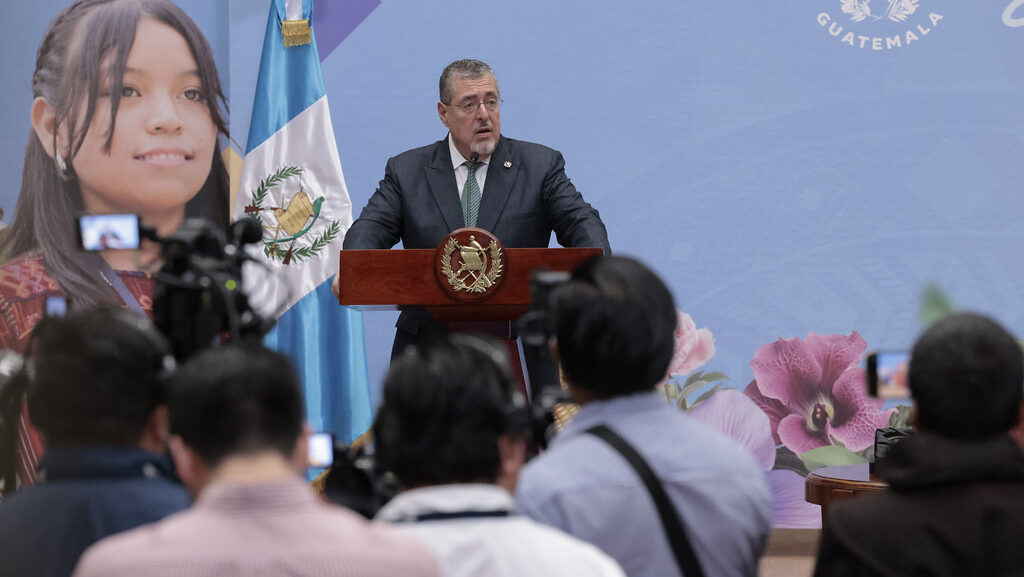 Presidente Bernardo Arévalo en conferencia de prensa (Foto: Secretaría de la Presidencia)